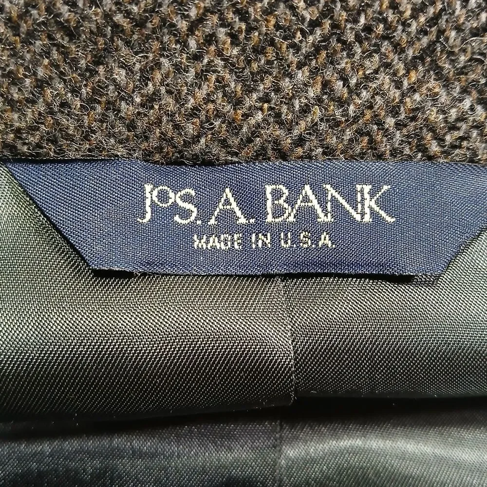 Vtg Jos A Bank Mens 41R 41 Regular Flecked Tweed Wool Sport Coat Dark Academia